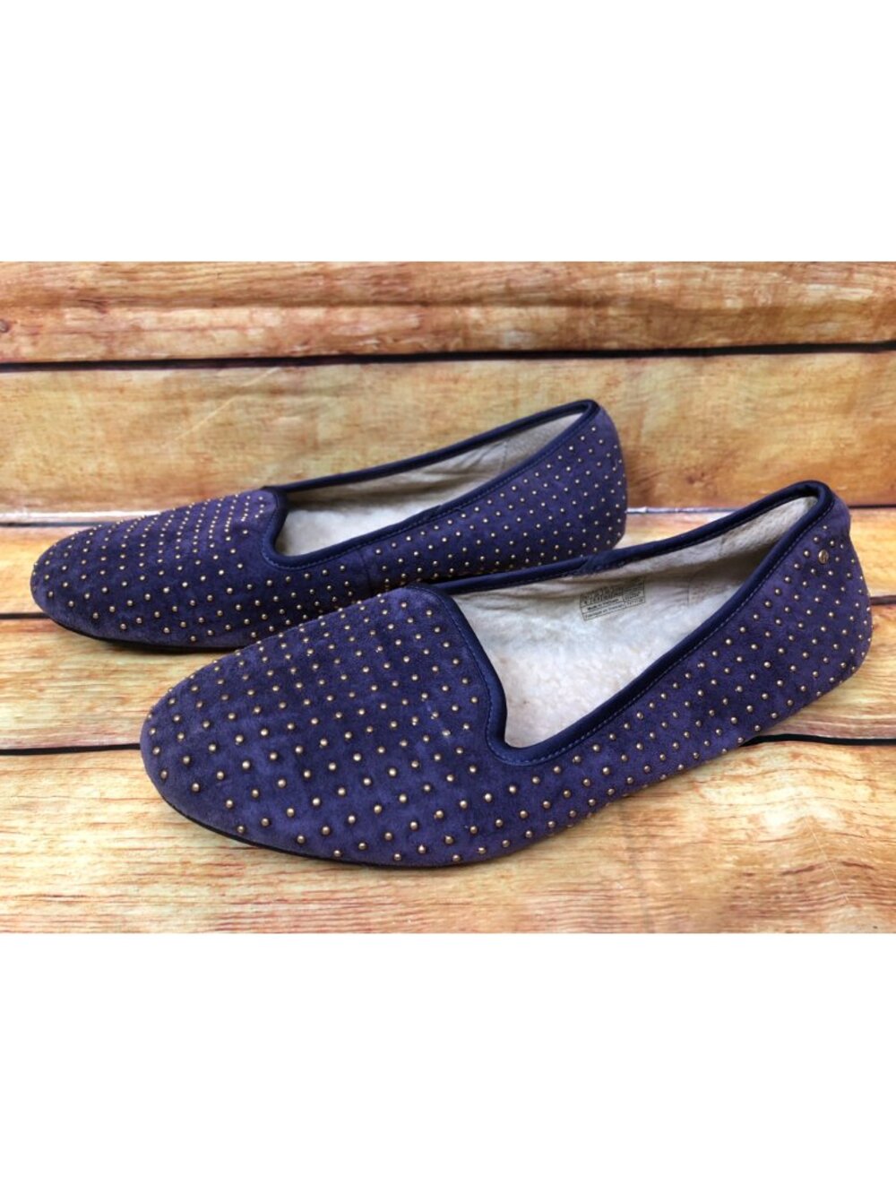 UGG Alloway Flats Purple W/ Gold Studs Slip-ons Womens 8 #1004401 (3d33)